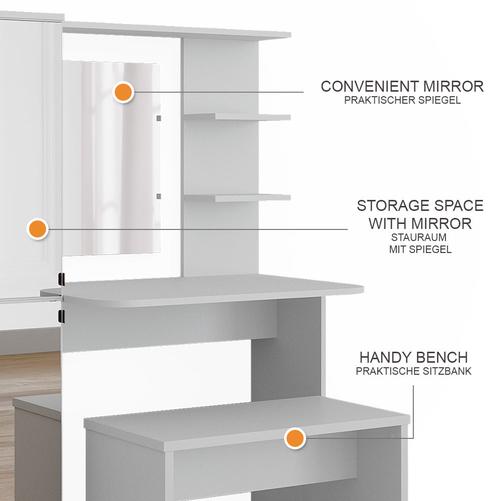 Vicco Tavolo da toilette Bianco 123 x 141.2 cm con panca