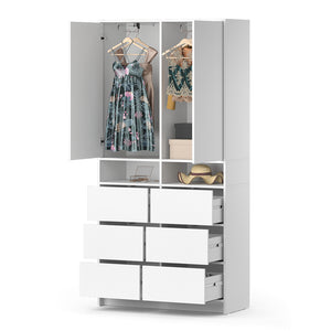 Vicco Armadio Bianco 98.6 x 200 cm con cassetti