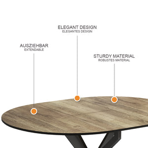 Vicco tavolo da pranzo allungabile Nero/quercia rustico 120 x 76.5 cm Estensibile