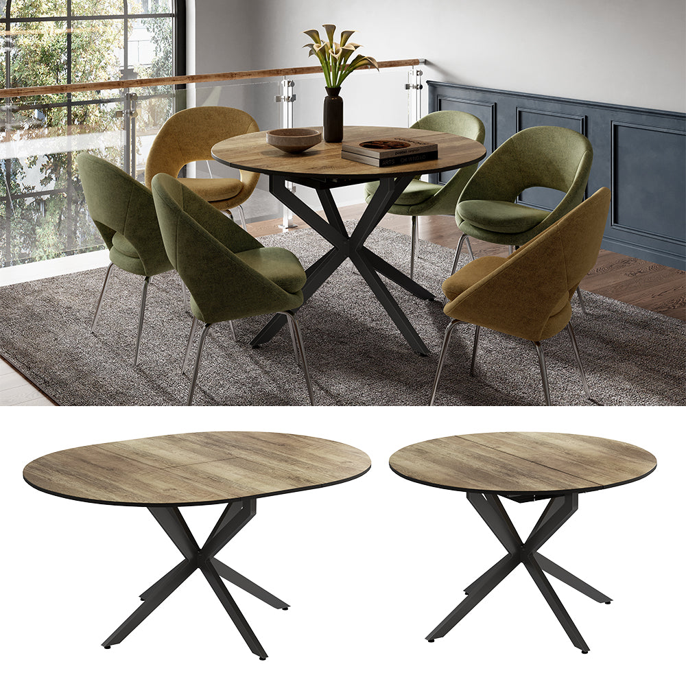 Vicco tavolo da pranzo allungabile Nero/quercia rustico 120 x 76.5 cm Estensibile