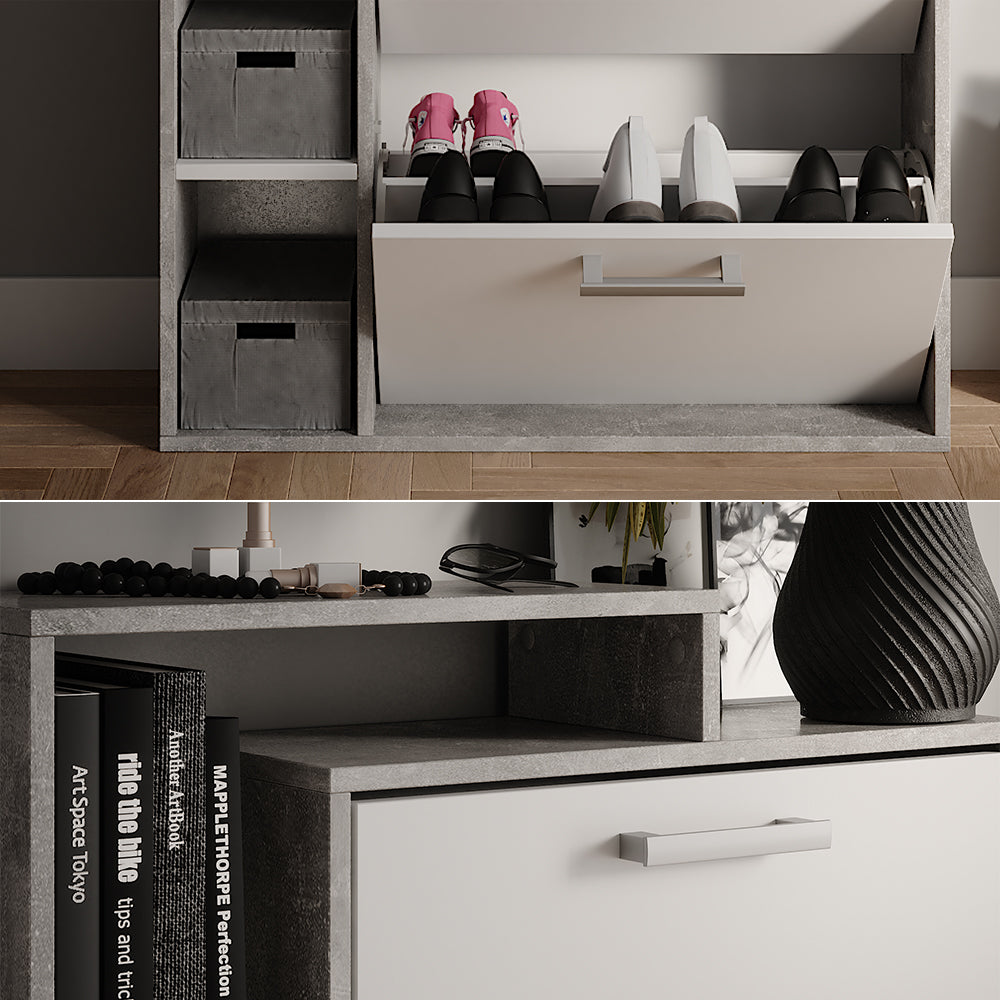 Vicco Scarpiera Calcestruzzo 80 x 128.3 cm con 3 scomparti