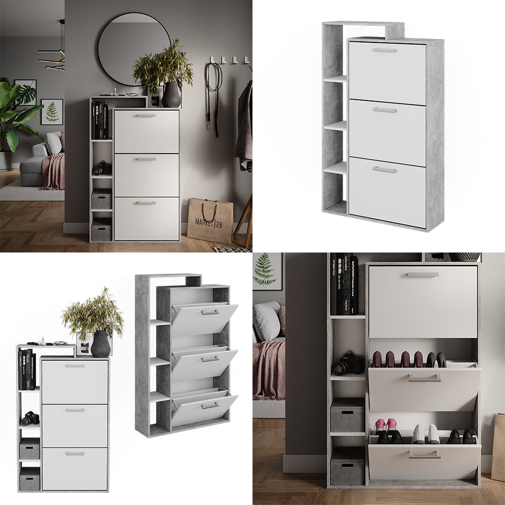 Vicco Scarpiera Calcestruzzo 80 x 128.3 cm con 3 scomparti