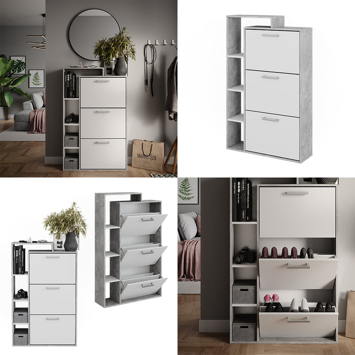 Vicco Scarpiera Calcestruzzo 80 x 128.3 cm con 3 scomparti