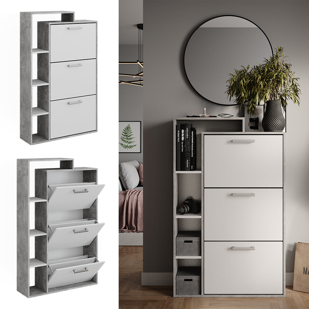 Vicco Scarpiera Calcestruzzo 80 x 128.3 cm con 3 scomparti