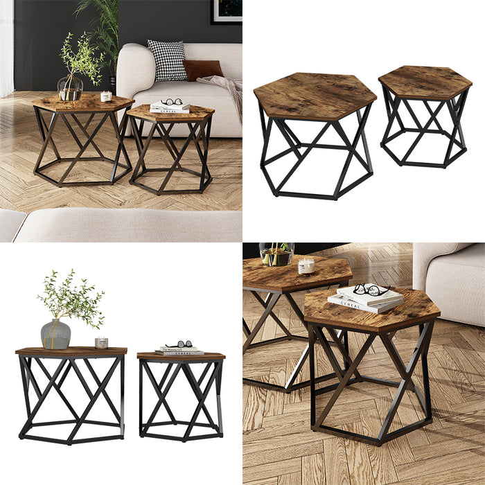 Vicco Set di tavolini Rovere rustico 57 x 57 cm 2 parti