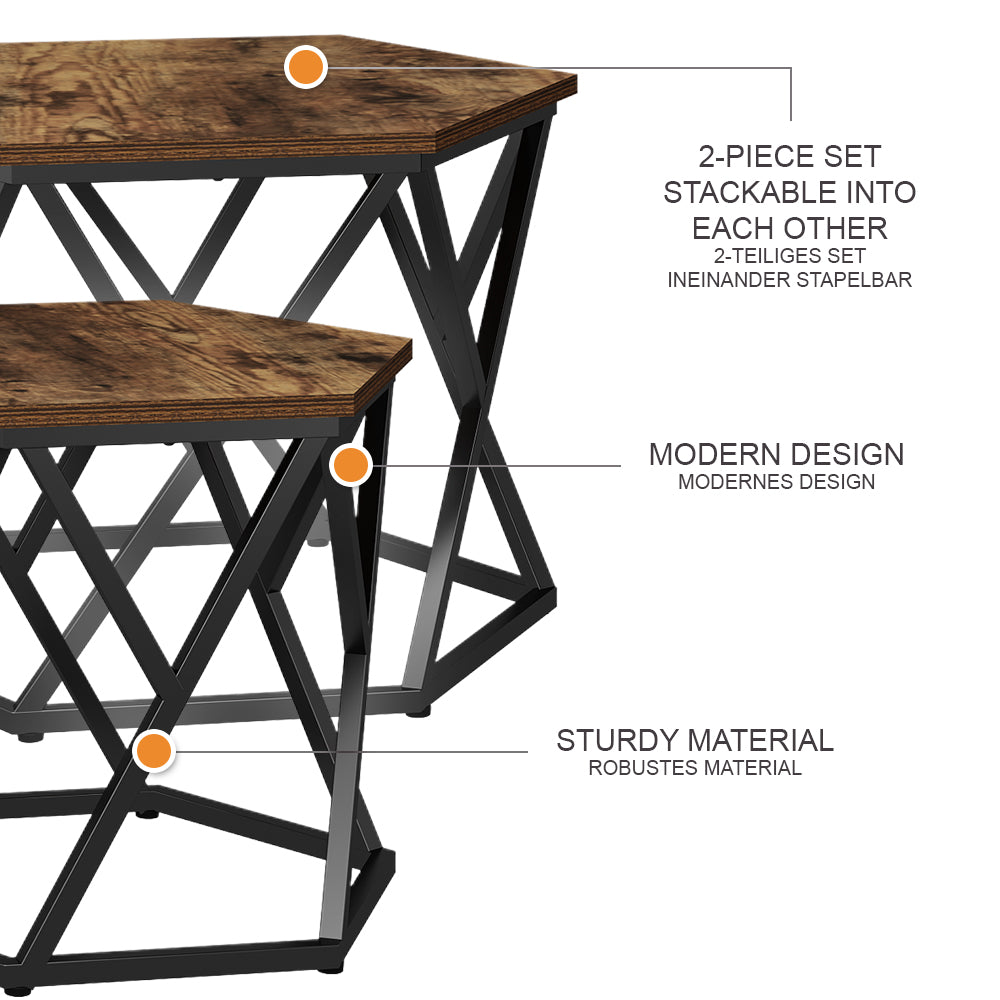 Vicco Set di tavolini Rovere rustico 57 x 57 cm 2 parti