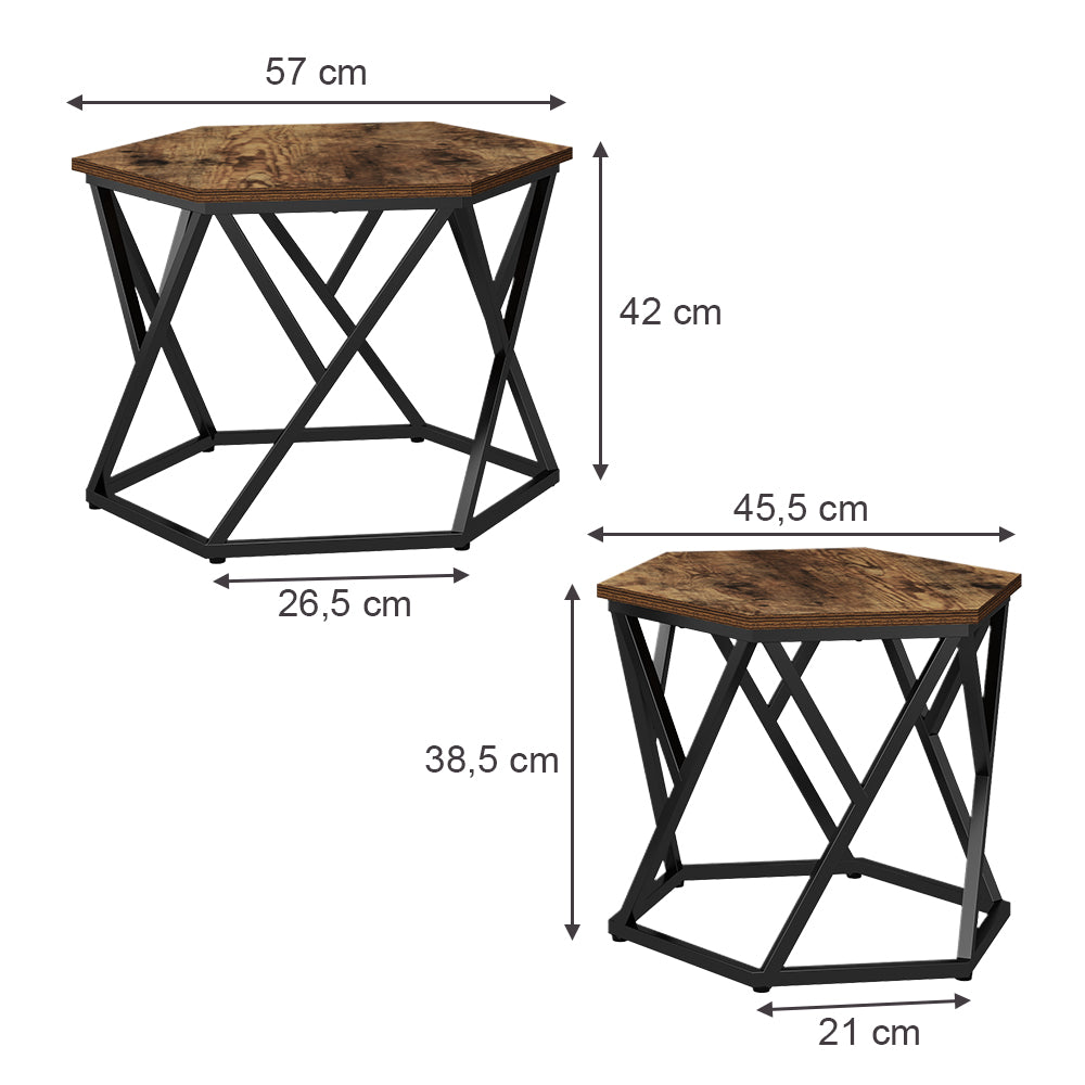 Vicco Set di tavolini Rovere rustico 57 x 57 cm 2 parti