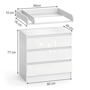 Vicco Fasciatoio Bianco 80 x 85.4 cm con 3 cassetti