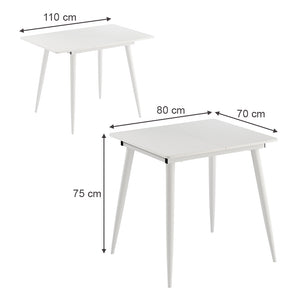 Vicco Tavolo da pranzo Bianco 80 x 70 cm Estensibile