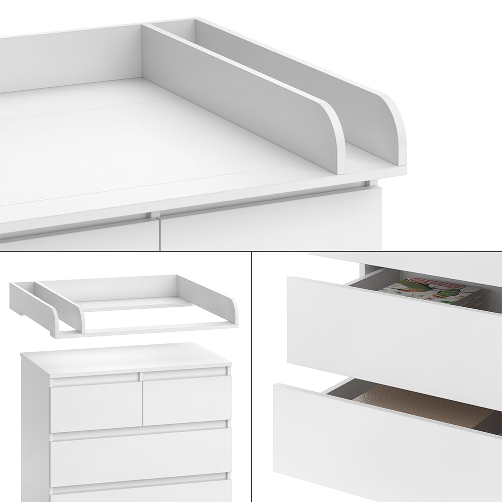 Vicco Fasciatoio Bianco 80 x 110.2 cm con 5 cassetti