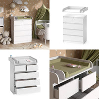 Vicco Fasciatoio Bianco 80 x 110.2 cm con 5 cassetti