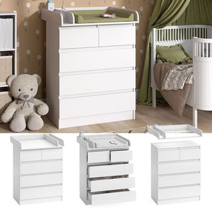 Vicco Fasciatoio Bianco 80 x 110.2 cm con 5 cassetti