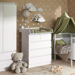 Vicco Fasciatoio Bianco 80 x 110.2 cm con 5 cassetti