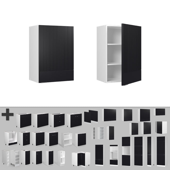 Vicco Pensile da cucina Nero a righe 50 cm