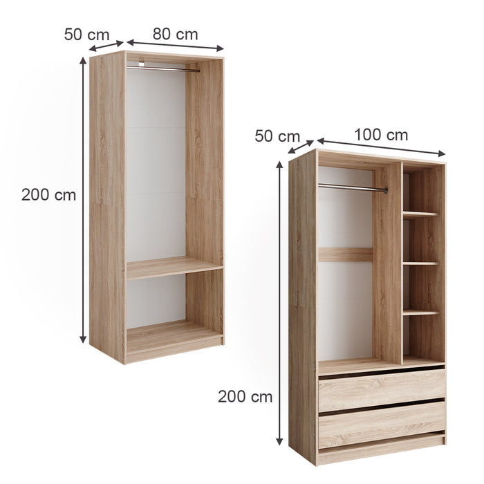 Vicco Armadio Sonoma 100 x 200 cm Set di 2