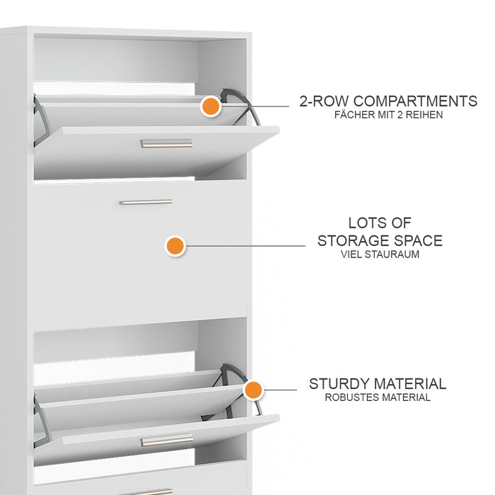Vicco Scarpiera Bianco 59 x 137 cm con 4 scomparti