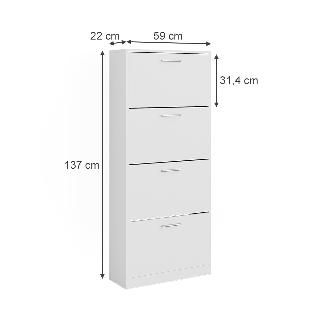 Vicco Scarpiera Bianco 59 x 137 cm con 4 scomparti