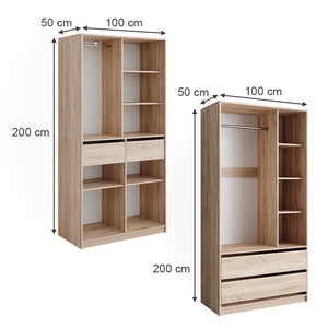 Vicco Armadio Sonoma 100 x 200 cm Set di 2