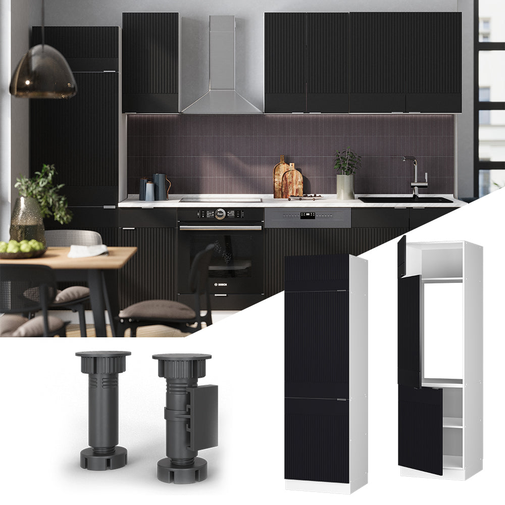 Vicco Armadio frigorifero Nero a righe 60 cm