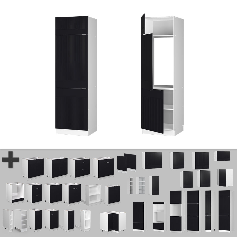 Vicco Armadio frigorifero Nero a righe 60 cm