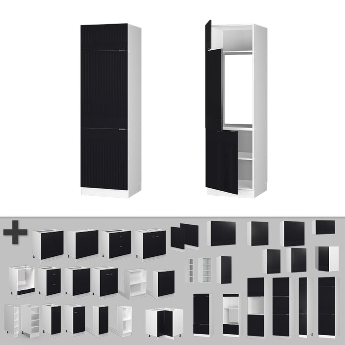 Vicco Armadio frigorifero Nero a righe 60 cm