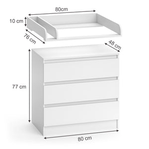 Vicco Fasciatoio Bianco 80 x 85.4 cm con 3 cassetti