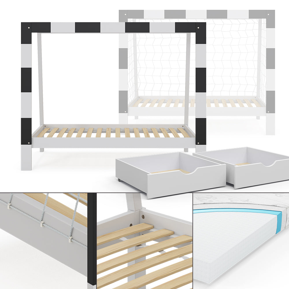 Vitalispa Letto per bambini Bianco 178 x 142.5 cm con cassetto e materasso
