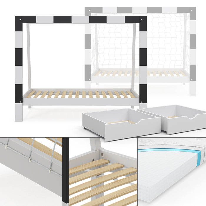 Vitalispa Letto per bambini Bianco 178 x 142.5 cm con cassetto e materasso