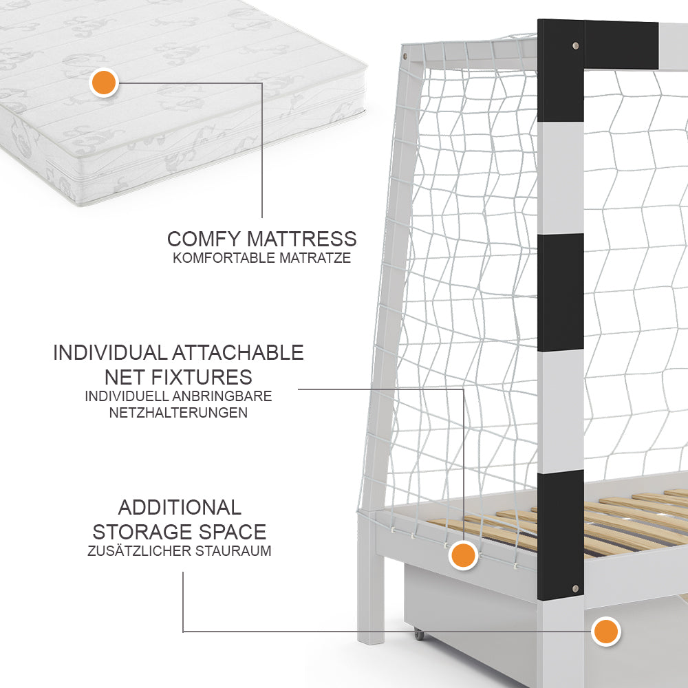 Vitalispa Letto per bambini Bianco 178 x 142.5 cm con cassetto e materasso