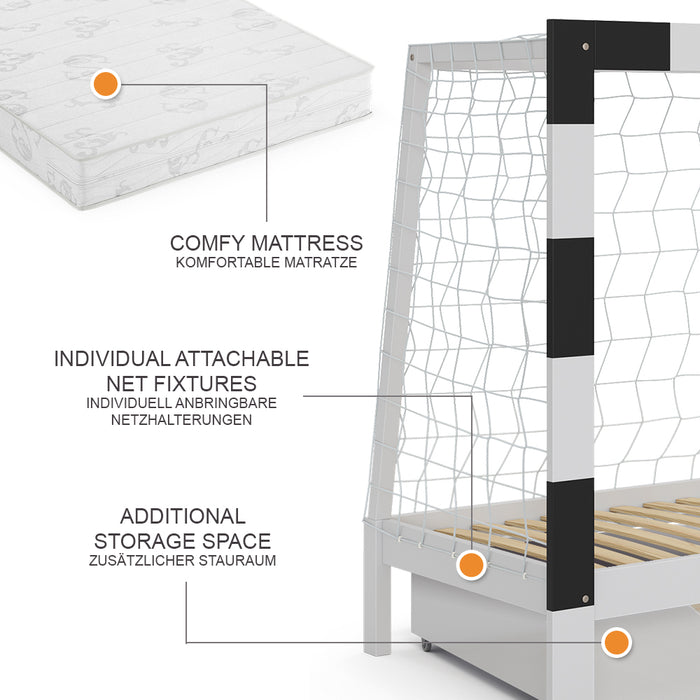 Vitalispa Letto per bambini Bianco 178 x 142.5 cm con cassetto e materasso