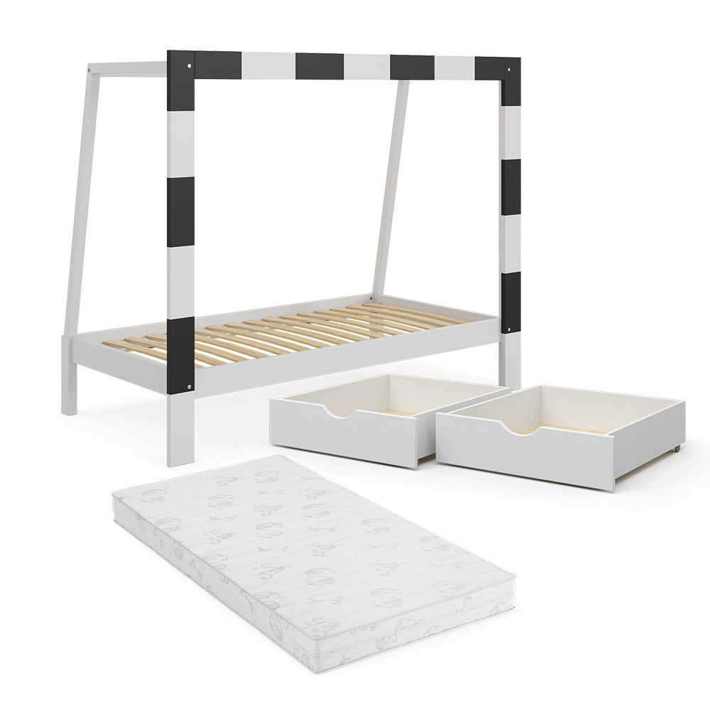 Vitalispa Letto per bambini Bianco 178 x 142.5 cm con cassetto e materasso