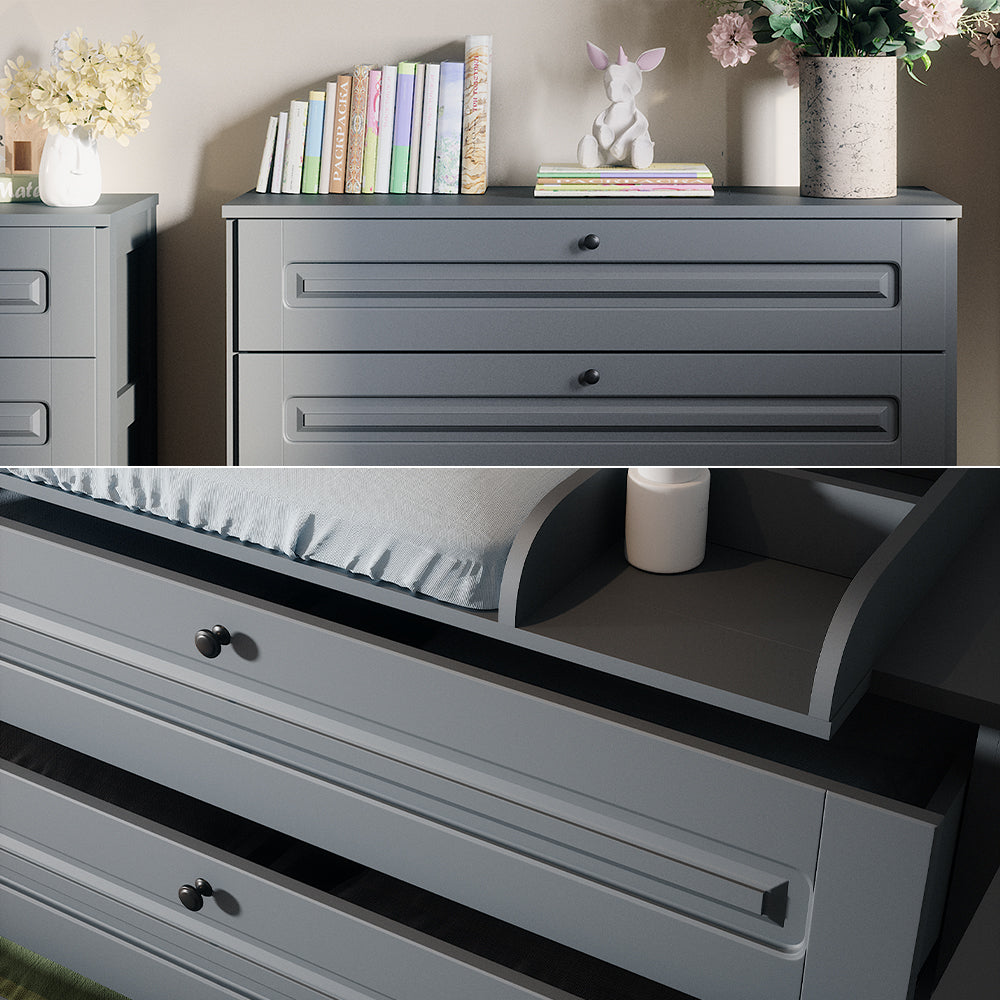 Vitalispa Fasciatoio Grigio 133 x 98.4 cm con 3 cassetti