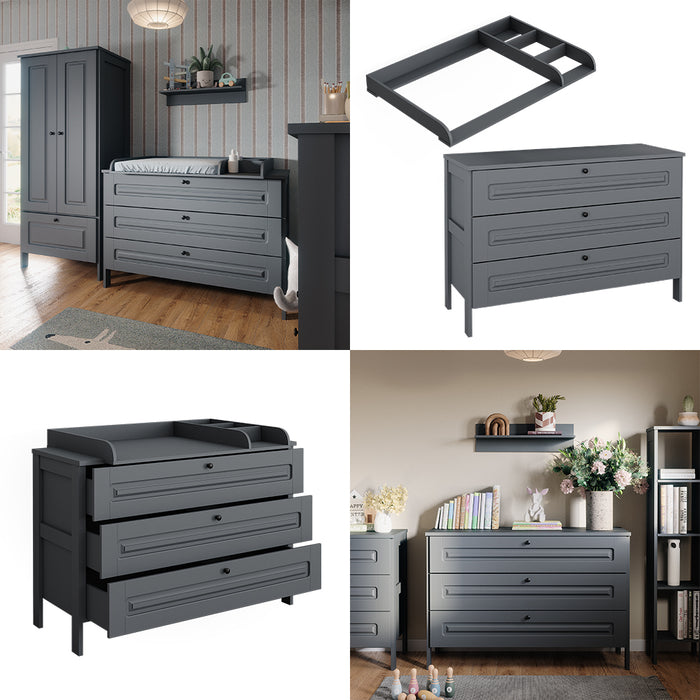 Vitalispa Fasciatoio Grigio 133 x 98.4 cm con 3 cassetti