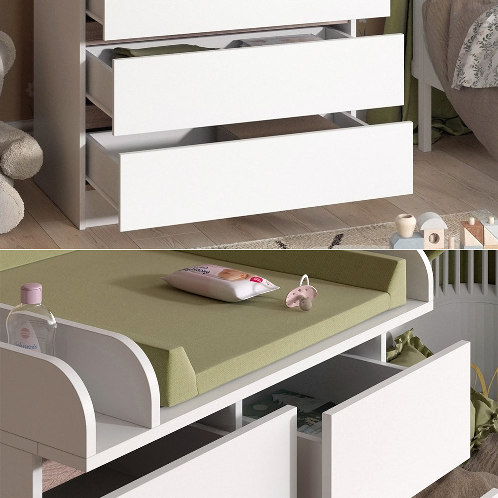 Vicco Fasciatoio Bianco/Sonoma 80 x 110.2 cm con 5 cassetti