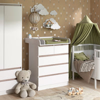 Vicco Fasciatoio Bianco/Sonoma 80 x 110.2 cm con 5 cassetti