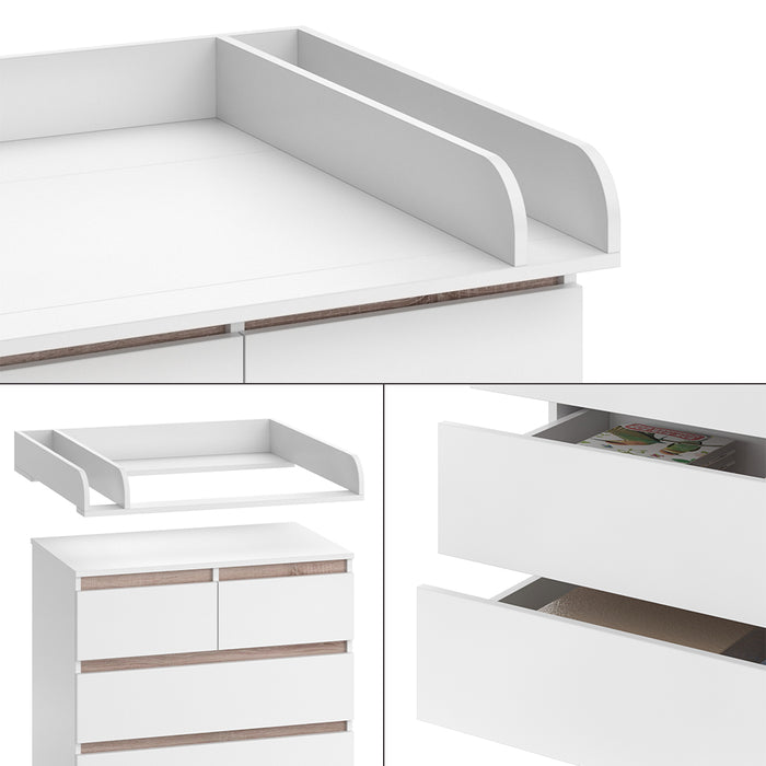 Vicco Fasciatoio Bianco/Sonoma 80 x 110.2 cm con 5 cassetti