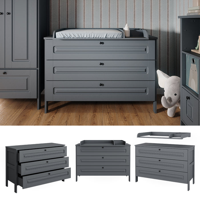 Vitalispa Fasciatoio Grigio 133 x 98.4 cm con 3 cassetti