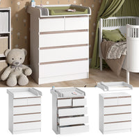 Vicco Fasciatoio Bianco/Sonoma 80 x 110.2 cm con 5 cassetti