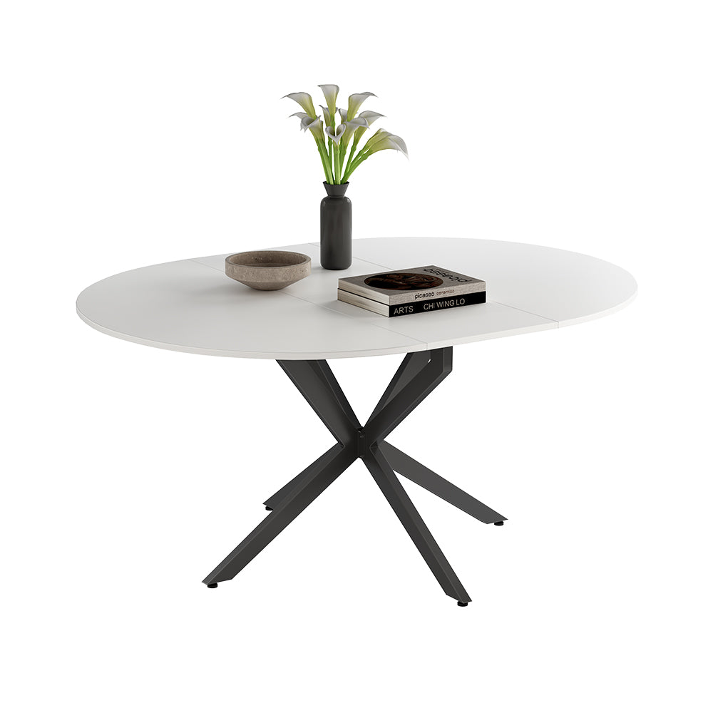 Vicco tavolo da pranzo allungabile Bianco/nero 120 x 76.5 cm Estensibile