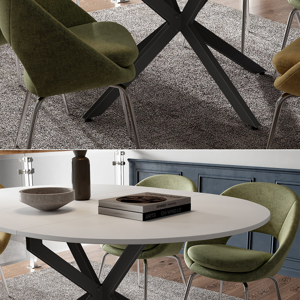 Vicco tavolo da pranzo allungabile Bianco/nero 120 x 76.5 cm Estensibile