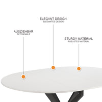 Vicco tavolo da pranzo allungabile Bianco/nero 120 x 76.5 cm Estensibile