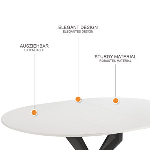 Vicco tavolo da pranzo allungabile Bianco/nero 120 x 76.5 cm Estensibile