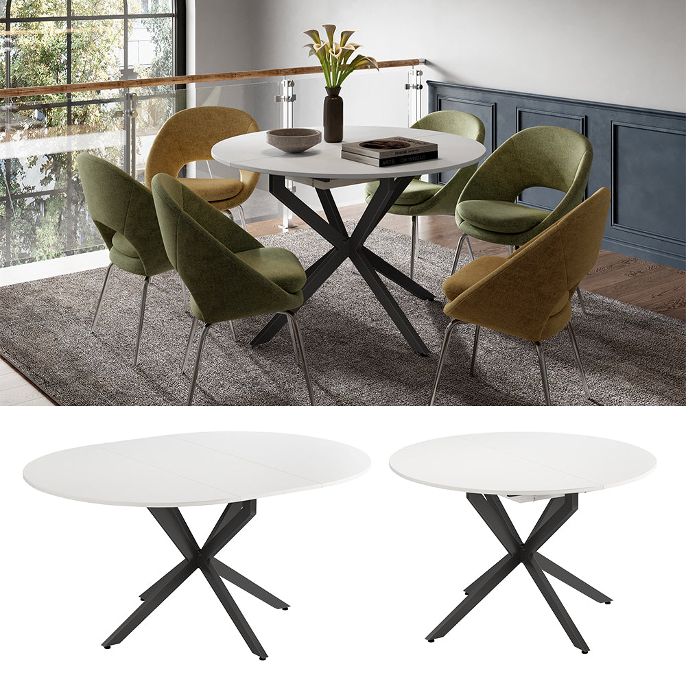 Vicco tavolo da pranzo allungabile Bianco/nero 120 x 76.5 cm Estensibile