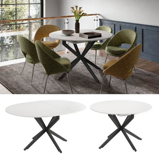 Vicco tavolo da pranzo allungabile Bianco/nero 120 x 76.5 cm Estensibile