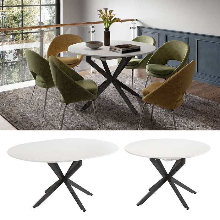 Vicco tavolo da pranzo allungabile Bianco/nero 120 x 76.5 cm Estensibile