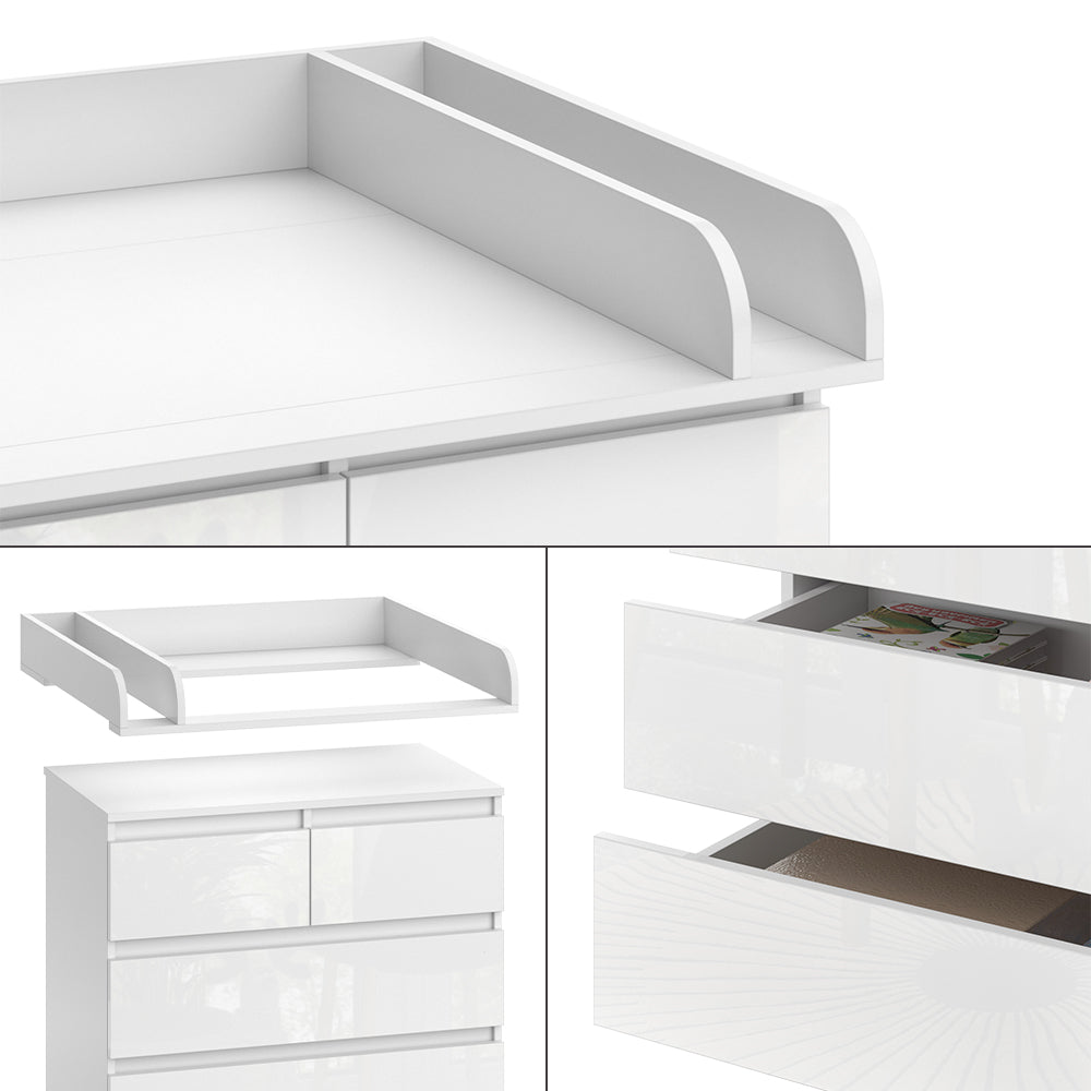 Vicco Fasciatoio Bianco 80 x 110.2 cm con 5 cassetti