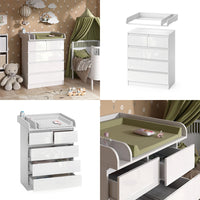 Vicco Fasciatoio Bianco 80 x 110.2 cm con 5 cassetti