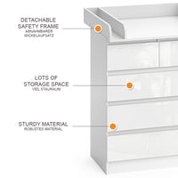 Vicco Fasciatoio Bianco 80 x 110.2 cm con 5 cassetti