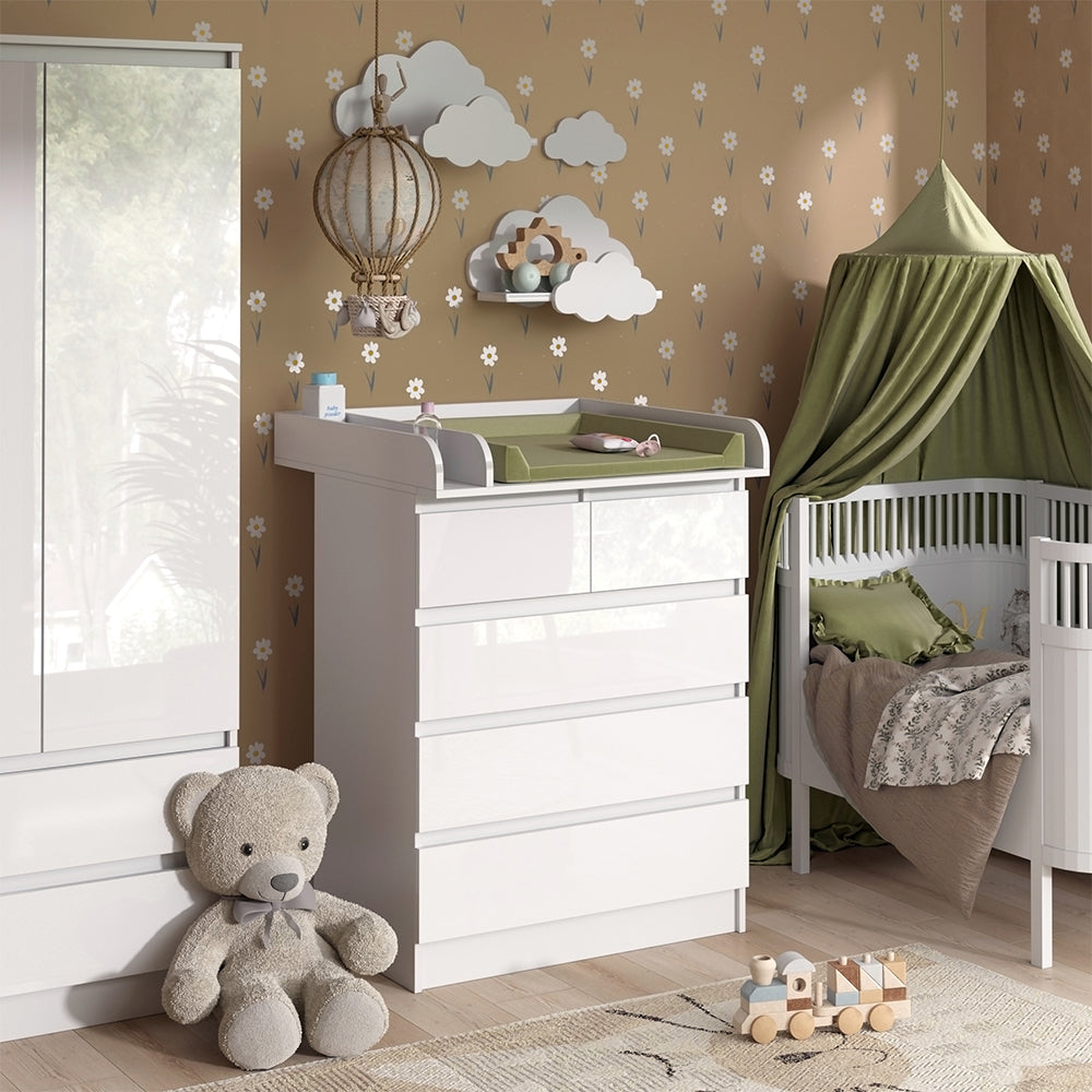 Vicco Fasciatoio Bianco 80 x 110.2 cm con 5 cassetti