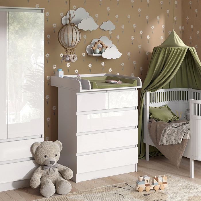 Vicco Fasciatoio Bianco 80 x 110.2 cm con 5 cassetti